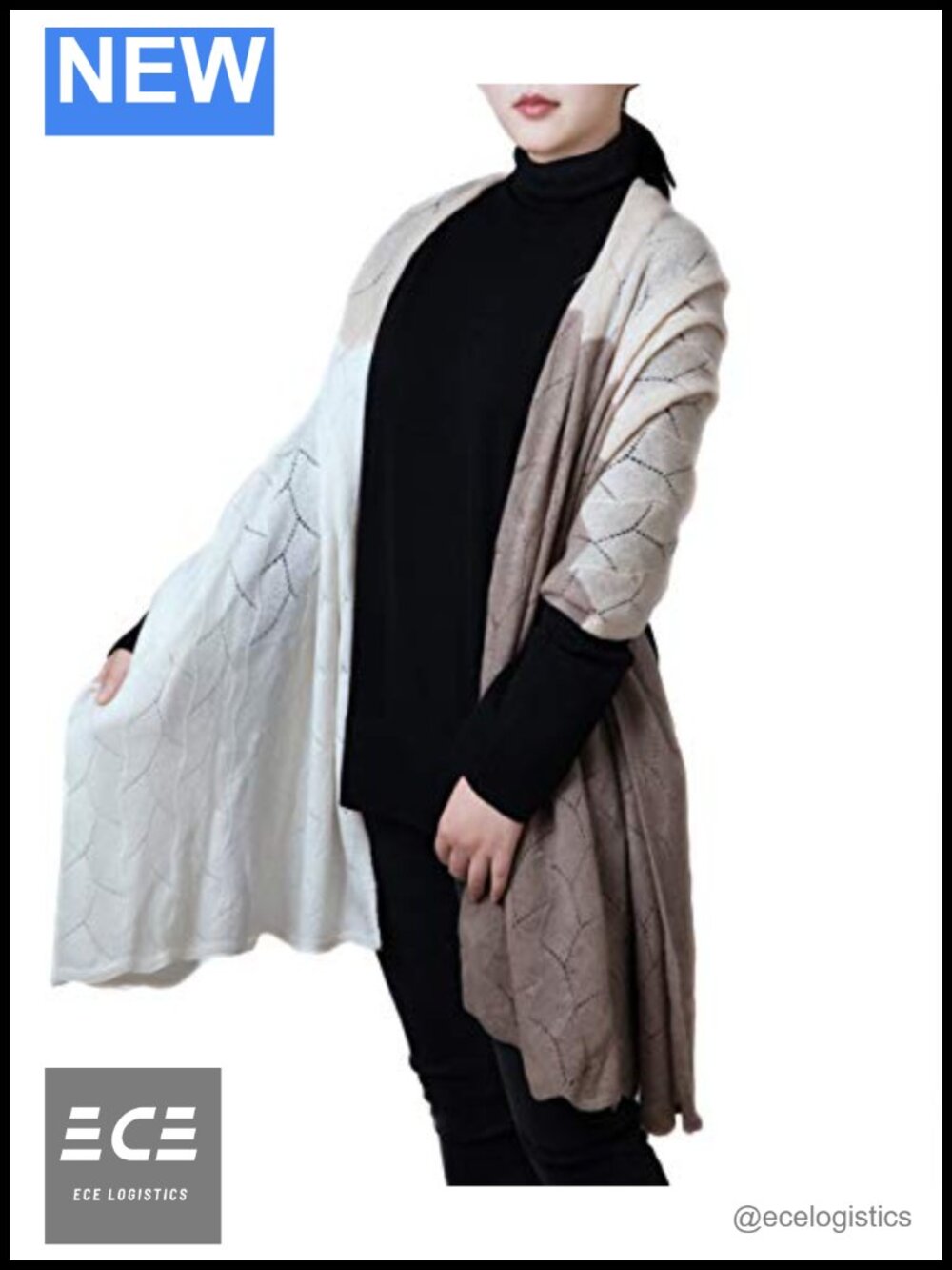 100% Cashmere Knitted Scarf Shawl Undyed Natural Pashmina Wrap Thick Leaf